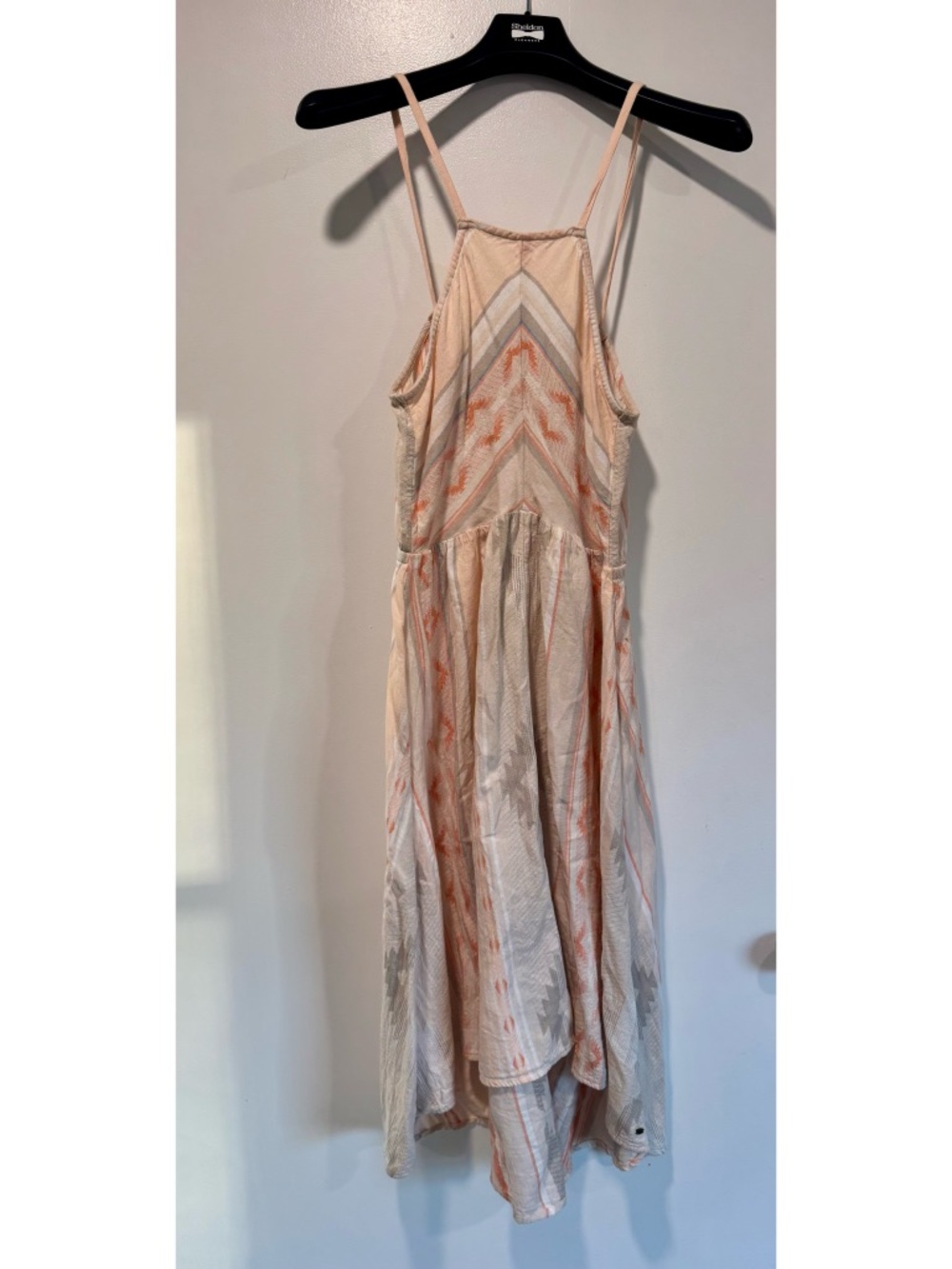 Boho Peach Chevron High-Low Dress with Spaghetti Straps